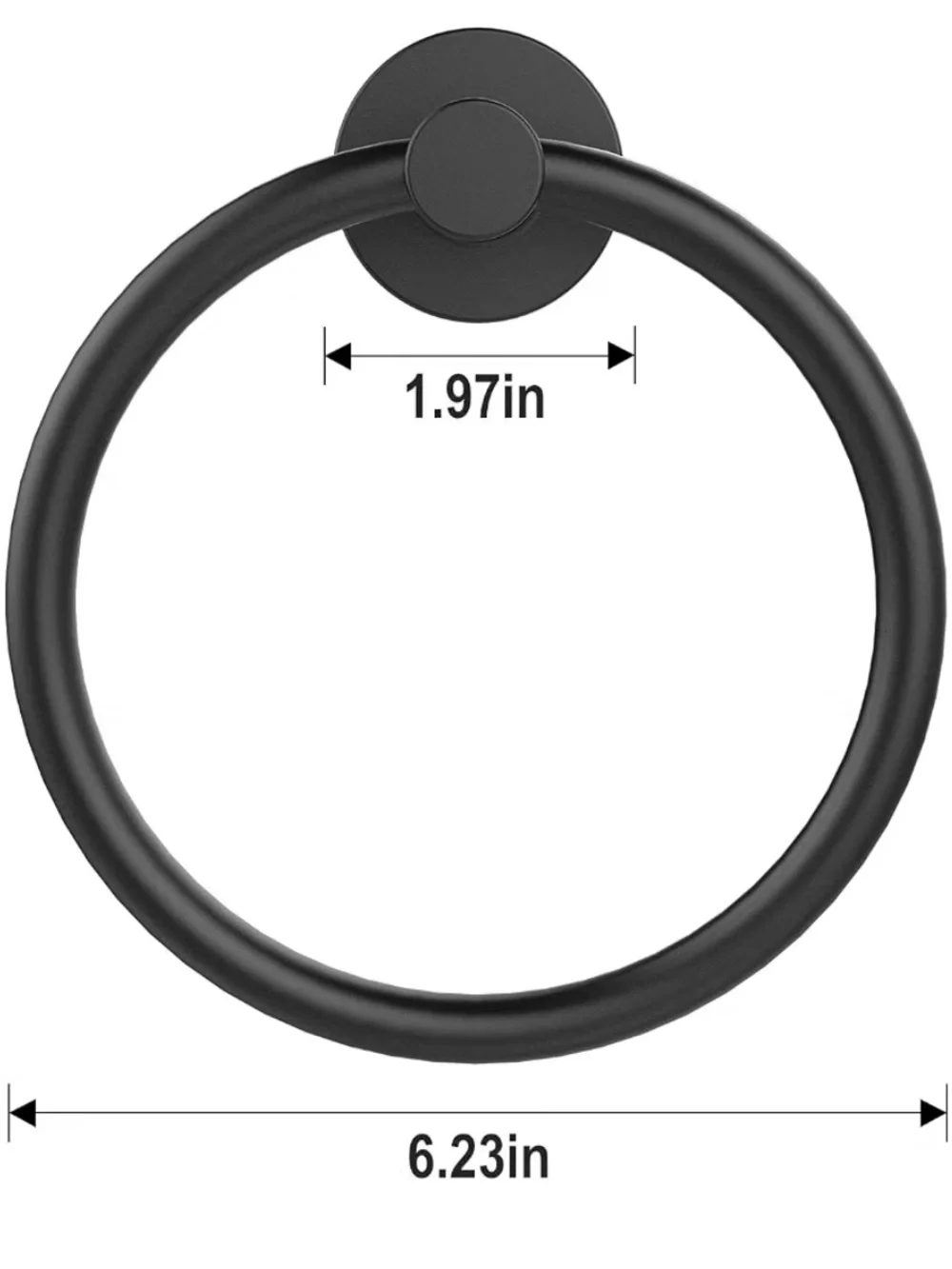 Matte Black Wall-Mount Towel Ring -NEW